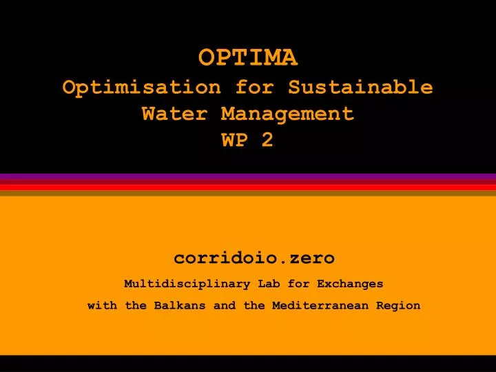 optima optimisation for sustainable water management wp 2