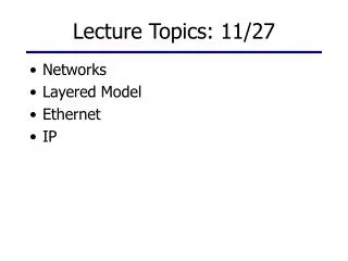 Lecture Topics: 11/27