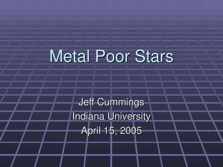 metal poor stars
