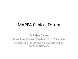 MAPPA Clinical Forum