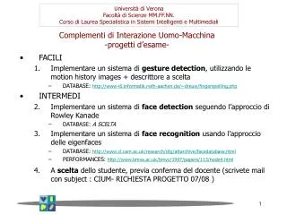 complementi di interazione uomo macchina progetti d esame
