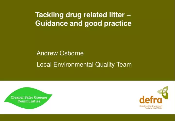 tackling drug related litter guidance and good practice