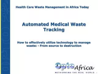 Health Care Waste Management in Africa Today