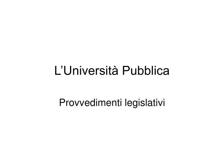 l universit pubblica