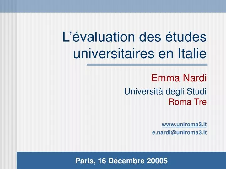 l valuation des tudes universitaires en italie
