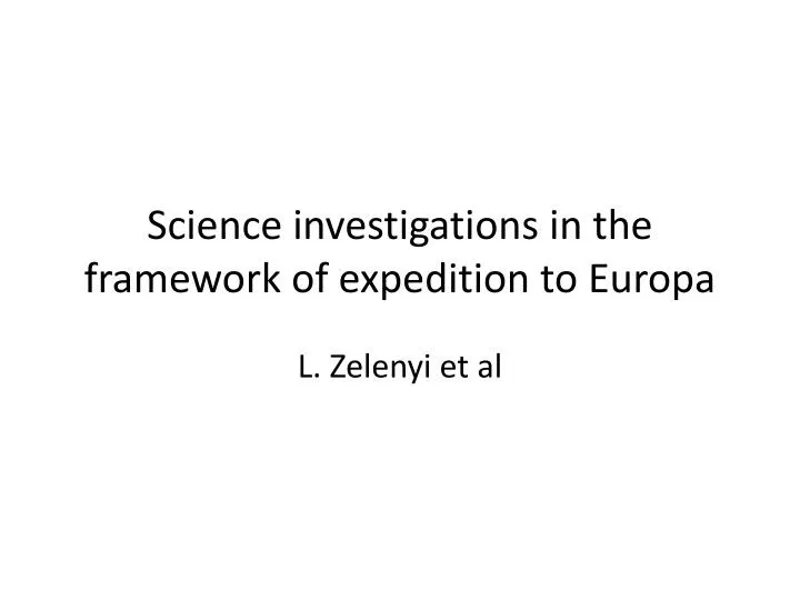 science investigations in the framework of expedition to europa