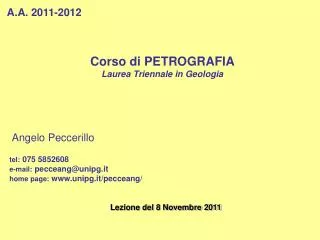 Corso di PETROGRAFIA Laurea Triennale in Geologia