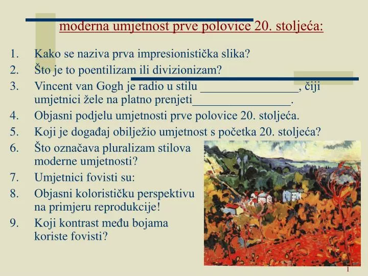 moderna umjetnost prve polovice 20 stolje a