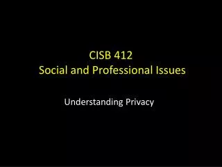 CISB 412 Social and Professional Issues