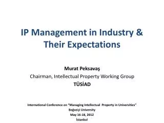 ip management in industry their expectations