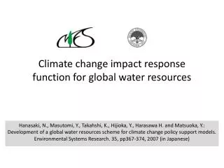 Climate change impact response function for global water resources