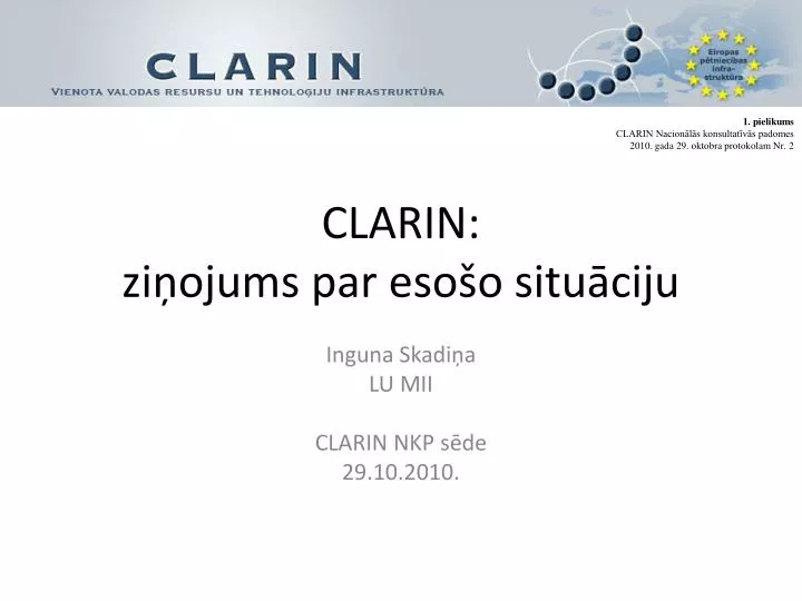 clarin zi ojums par eso o situ ciju