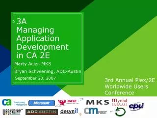 3A Managing Application Development in CA 2E