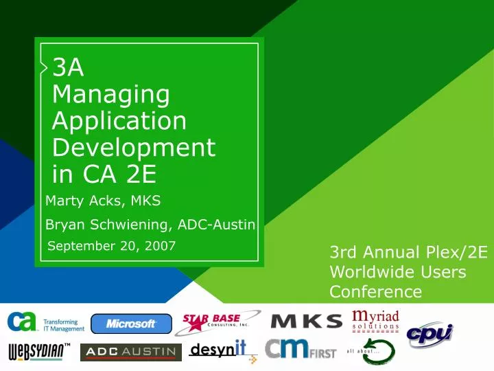 3a managing application development in ca 2e