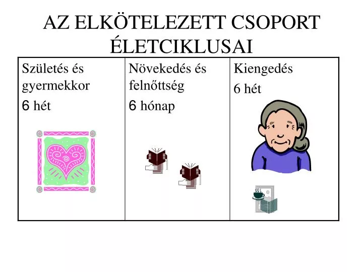 az elk telezett csoport letciklusai