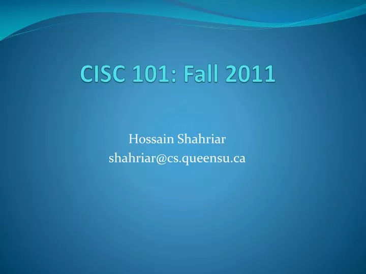 cisc 101 fall 2011