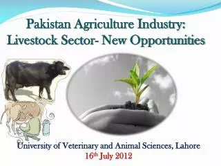 Pakistan Agriculture Industry: Livestock Sector- New Opportunities