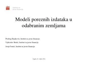 modeli poreznih izdataka u odabranim zemljama