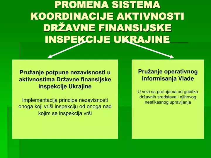 promena sistema koordinacije aktivnosti dr avne finansijske inspekcije ukrajine