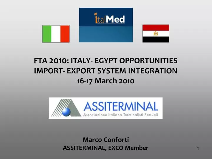 fta 2010 italy egypt opportunities import export system integration 16 17 march 2010