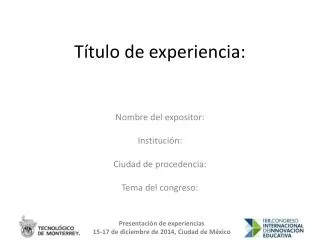 t tulo de experiencia