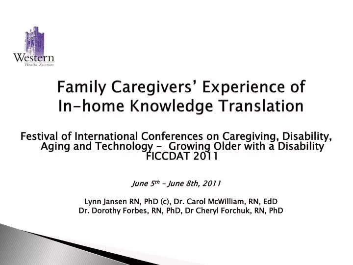 family caregivers experience of in home knowledge translation