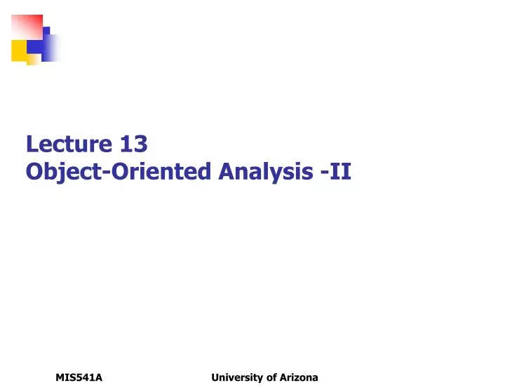 lecture 13 object oriented analysis ii