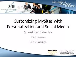 Customizing MySites with Personalization and Social Media