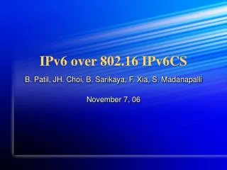 IPv6 over 802.16 IPv6CS
