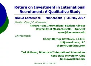 Session Chair / Co-Presenter: Richard Yam, International Student Advisor
