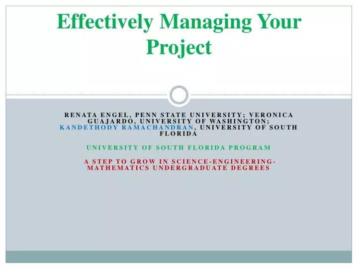effectively managing your project