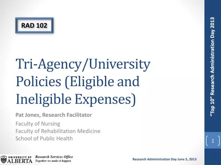 tri agency university policies eligible and ineligible expenses