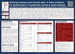 Working memory and chronic pain, is there evidence