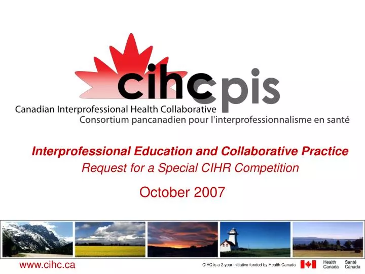 interprofessional education and collaborative practice request for a special cihr competition