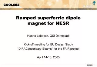 Ramped superferric dipole magnet for NESR