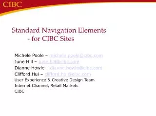 Standard Navigation Elements 	- for CIBC Sites
