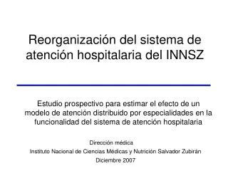 reorganizaci n del sistema de atenci n hospitalaria del innsz