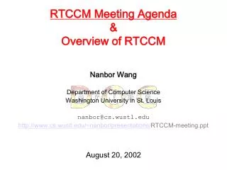 RTCCM Meeting Agenda &amp; Overview of RTCCM