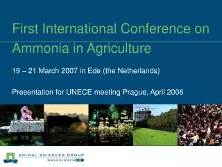 First International Conference on Ammonia in Agriculture