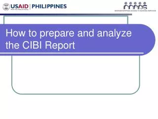 How to prepare and analyze the CIBI Report