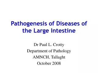 Pathogenesis of Diseases of the Large Intestine