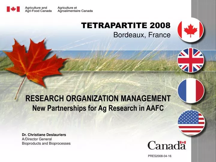 research organization management new partnerships for ag research in aafc