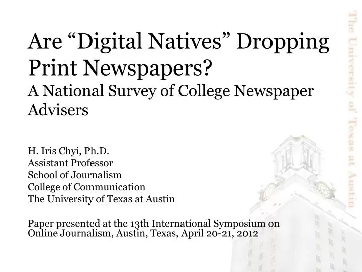 are digital natives dropping print newspapers a national survey of college newspaper advisers