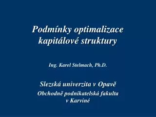 podm nky optimalizace kapit lov struktury