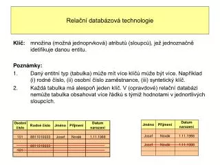 rela n datab zov technologie