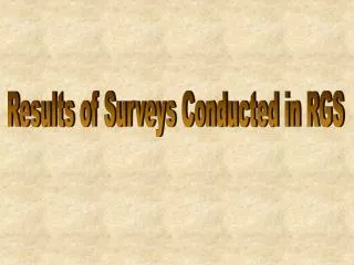 Results of Surveys Conducted in RGS