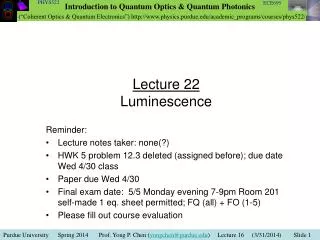 Lecture 22 Luminescence