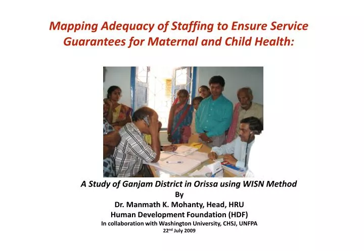 mapping adequacy of staffing to ensure service guarantees for maternal and child health