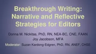 Breakthrough Writing: Narrative and Reflective Strategies for Editors