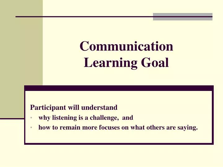 communication learning goal